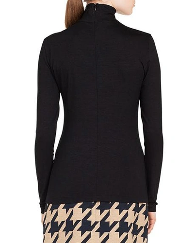 Shop Akris Punto Turtleneck Long-sleeve Modal-stretch Top In Black