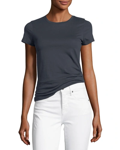 Shop Vince Essential Crewneck Pima Cotton Tee In Coastal