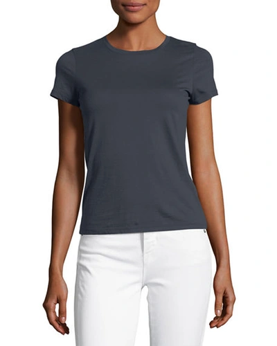 Shop Vince Essential Crewneck Pima Cotton Tee In Coastal