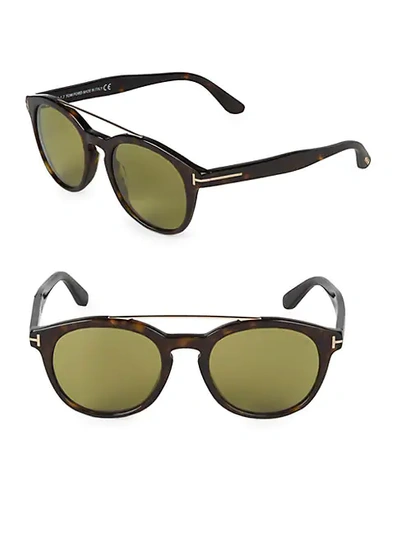 Shop Tom Ford 53mm Round Sunglasses In Havana