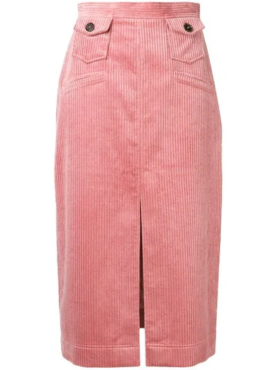 Shop Alexa Chung Corduroy Midi Skirt - Pink