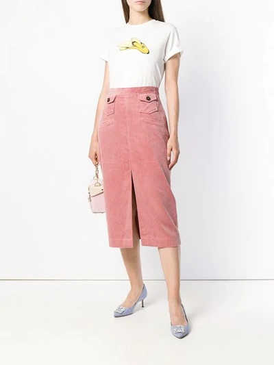 Shop Alexa Chung Corduroy Midi Skirt - Pink