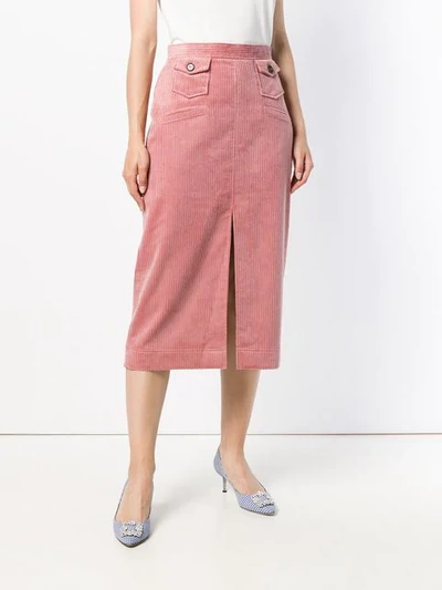 Shop Alexa Chung Corduroy Midi Skirt - Pink