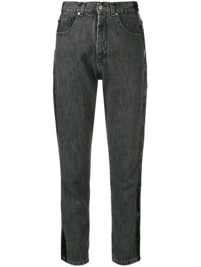 Shop Misbhv Side Stripe Cropped Jeans In Black