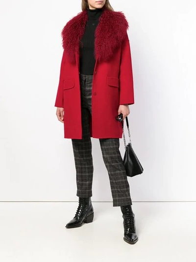 Shop P.a.r.o.s.h . Fur Collar Coat - Red
