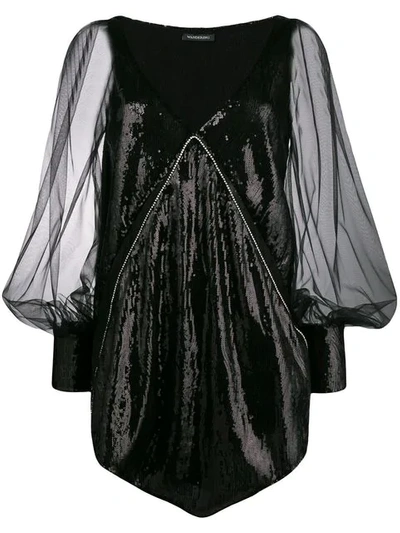 Shop Wandering Deep-v Neck Sequinned Mini-dress - Black