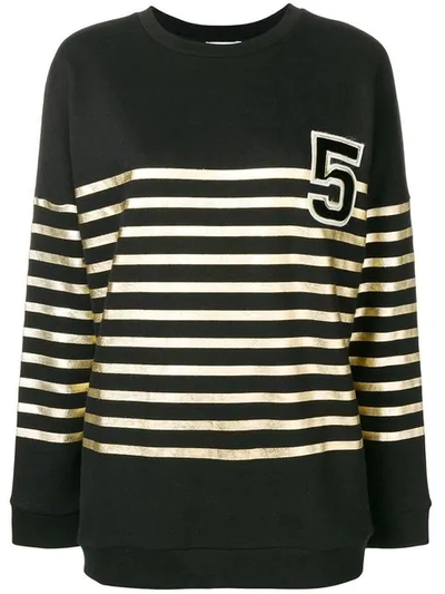 Shop Mes Demoiselles Metallic Stripe Sweatshirt - Black