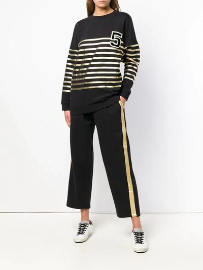 Shop Mes Demoiselles Metallic Stripe Sweatshirt - Black