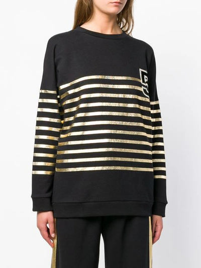 Shop Mes Demoiselles Metallic Stripe Sweatshirt - Black