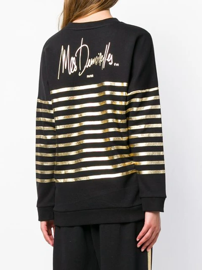 Shop Mes Demoiselles Metallic Stripe Sweatshirt - Black