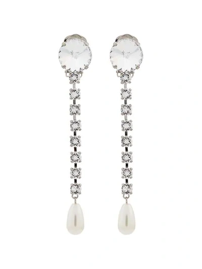 Shop Miu Miu Crystal And Pearl Earrings - Metallic