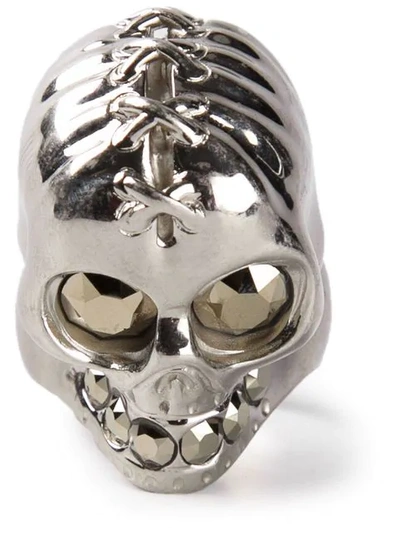 Shop Alexander Mcqueen Punk Skull Ring In Metallic