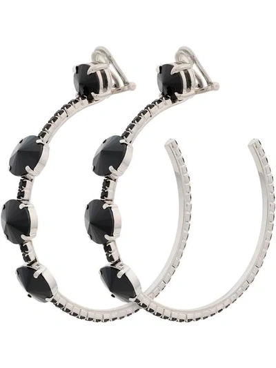 Shop Miu Miu Black Crystal Oversize Hoop Earrings