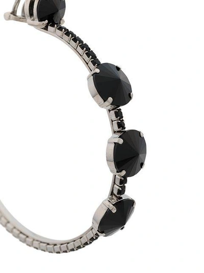 Shop Miu Miu Black Crystal Oversize Hoop Earrings