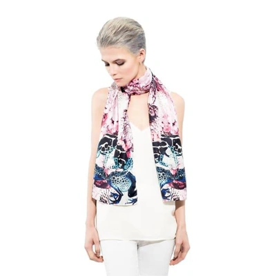 Cassandra Hone Frogs And Feathers Pink Small Scarf