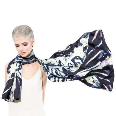 Cassandra Hone Beetle Shell And Oil Blue Large Scarf