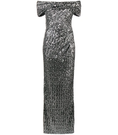 Shop Dolce & Gabbana Sequined Gown In Grey