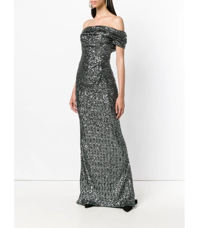 Shop Dolce & Gabbana Sequined Gown In Grey