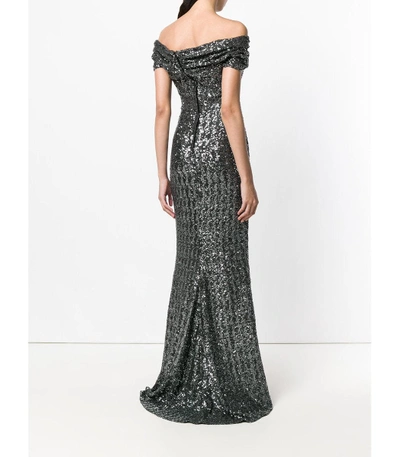 Shop Dolce & Gabbana Sequined Gown In Grey