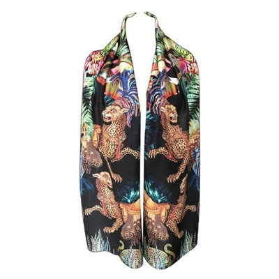 Cassandra Hone Jungle Depths Black Small Scarf
