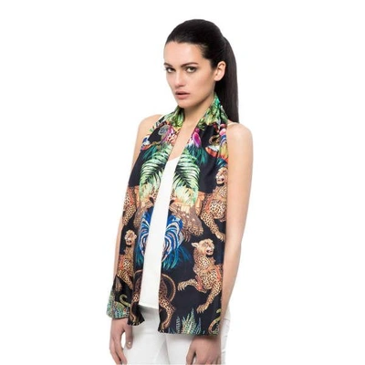 Cassandra Hone Jungle Depths Black Small Scarf