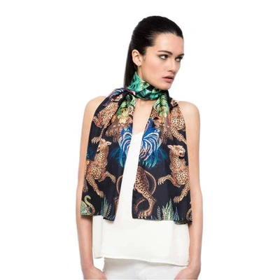 Cassandra Hone Jungle Depths Black Small Scarf