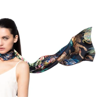 Cassandra Hone Jungle Depths Black Small Scarf