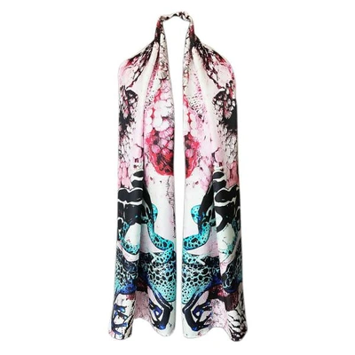 Cassandra Hone Frogs And Feathers Pink Large Scarf