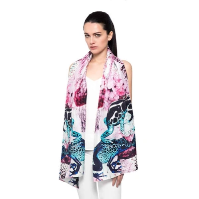 Cassandra Hone Frogs And Feathers Pink Large Scarf