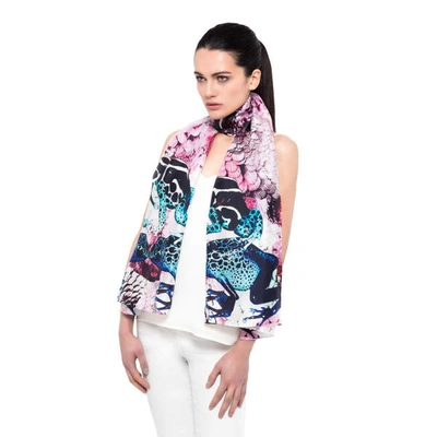 Cassandra Hone Frogs And Feathers Pink Large Scarf