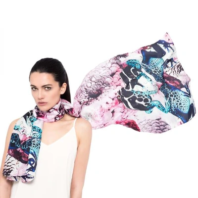 Cassandra Hone Frogs And Feathers Pink Large Scarf