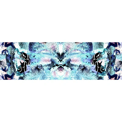 Cassandra Hone Frogs & Feathers Aqua Large Scarf