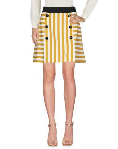 Shop Dolce & Gabbana Woman Mini Skirt Ocher Size 0 Cotton, Elastane In Yellow