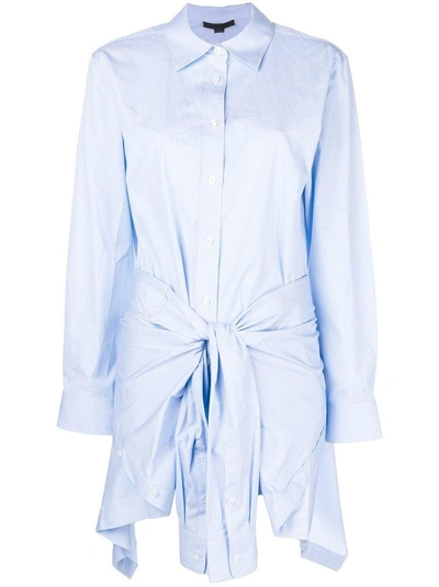 Shop Alexander Wang Tie Front Shirt Dress - Blue