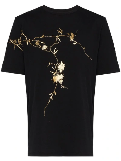 Shop Haider Ackermann Floral Appliqué T-shirt In Black