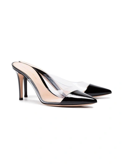 Shop Gianvito Rossi Black 85 Patent Pvc Mules