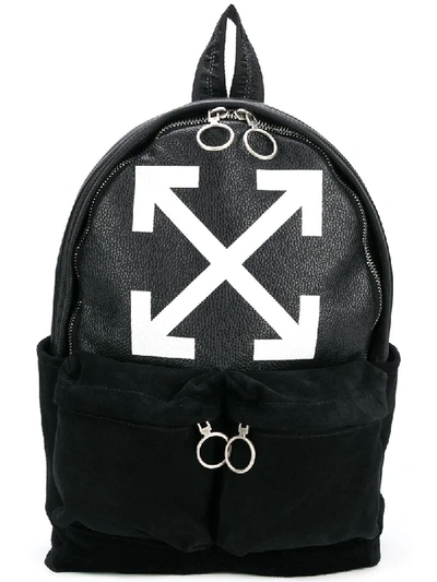 Shop Off-white Logo Print Backpack - Black