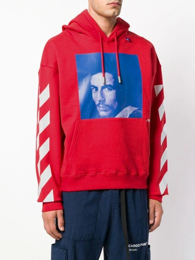 Shop Off-white Colour-block Print Hoodie - Red