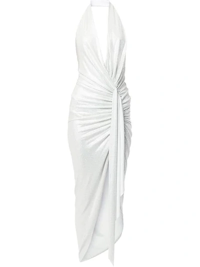 Shop Alexandre Vauthier Halter Strap Jersey Gown - White