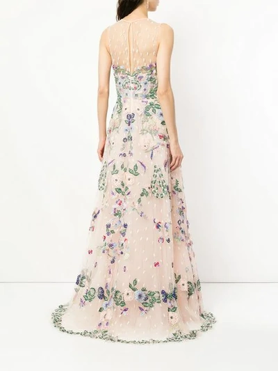 Shop Zuhair Murad Jewel Neck Fully Embellished Tulle Ball Gown In Pink