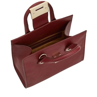 Shop Jimmy Choo Riley/s Red Grainy Calf Leather Mini Tote Bag