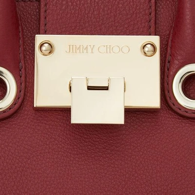 Shop Jimmy Choo Riley/s Red Grainy Calf Leather Mini Tote Bag