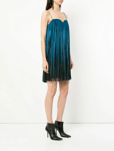 Shop Elie Saab Degrade Fringe Mini Dress - Blue