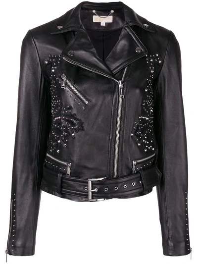 Shop Michael Michael Kors Studded Biker Jacket In Black