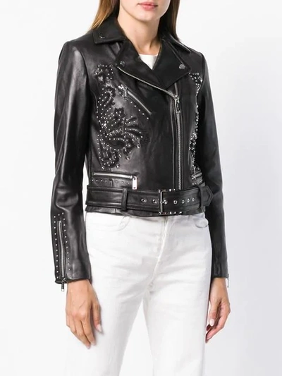 Shop Michael Michael Kors Studded Biker Jacket In Black