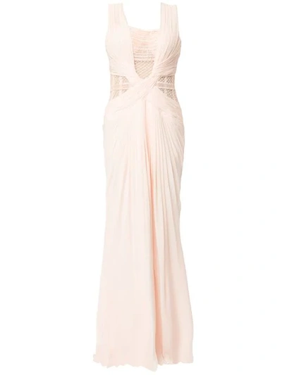 Shop Zuhair Murad Draped Gown With Sequin Inserts - Pink