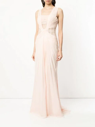 Shop Zuhair Murad Draped Gown With Sequin Inserts - Pink