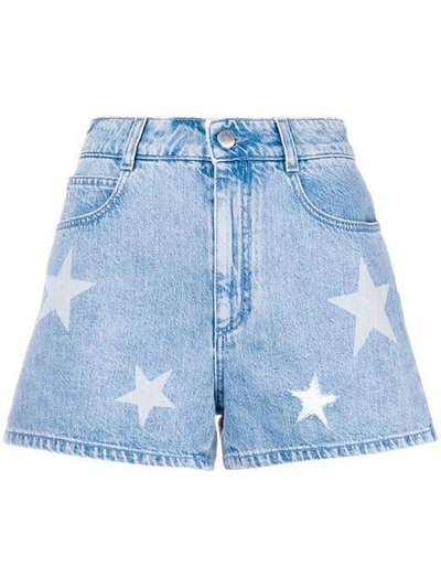 Shop Stella Mccartney Denim Star Shorts In Blue