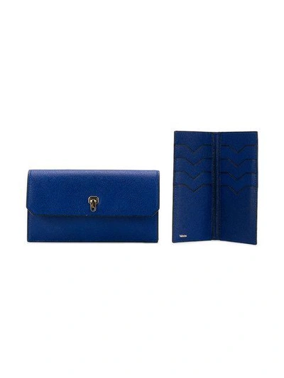 Shop Valextra Continental Wallet - Blue
