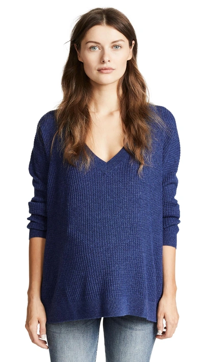 Shop Hatch The Easy V Neck Sweater In Indigo